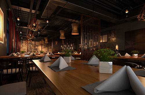 三门峡简约大气中式风格餐厅设计装修效果图