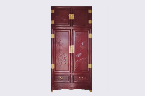 三门峡高端中式家居装修深红色纯实木衣柜