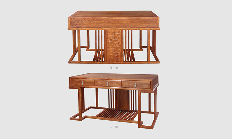 三门峡 别墅中式家居书房装修实木书桌效果图